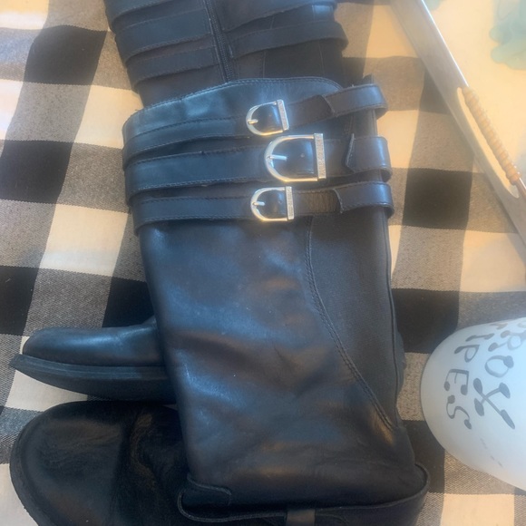 Ladies black leather zip up riding boots - Picture 4 of 7